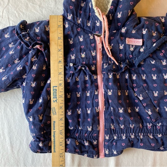 Vintage 90s OshKosh B'gosh Girls Blue Jacket 24 Months - Bunny Hearts - Picture 11 of 11